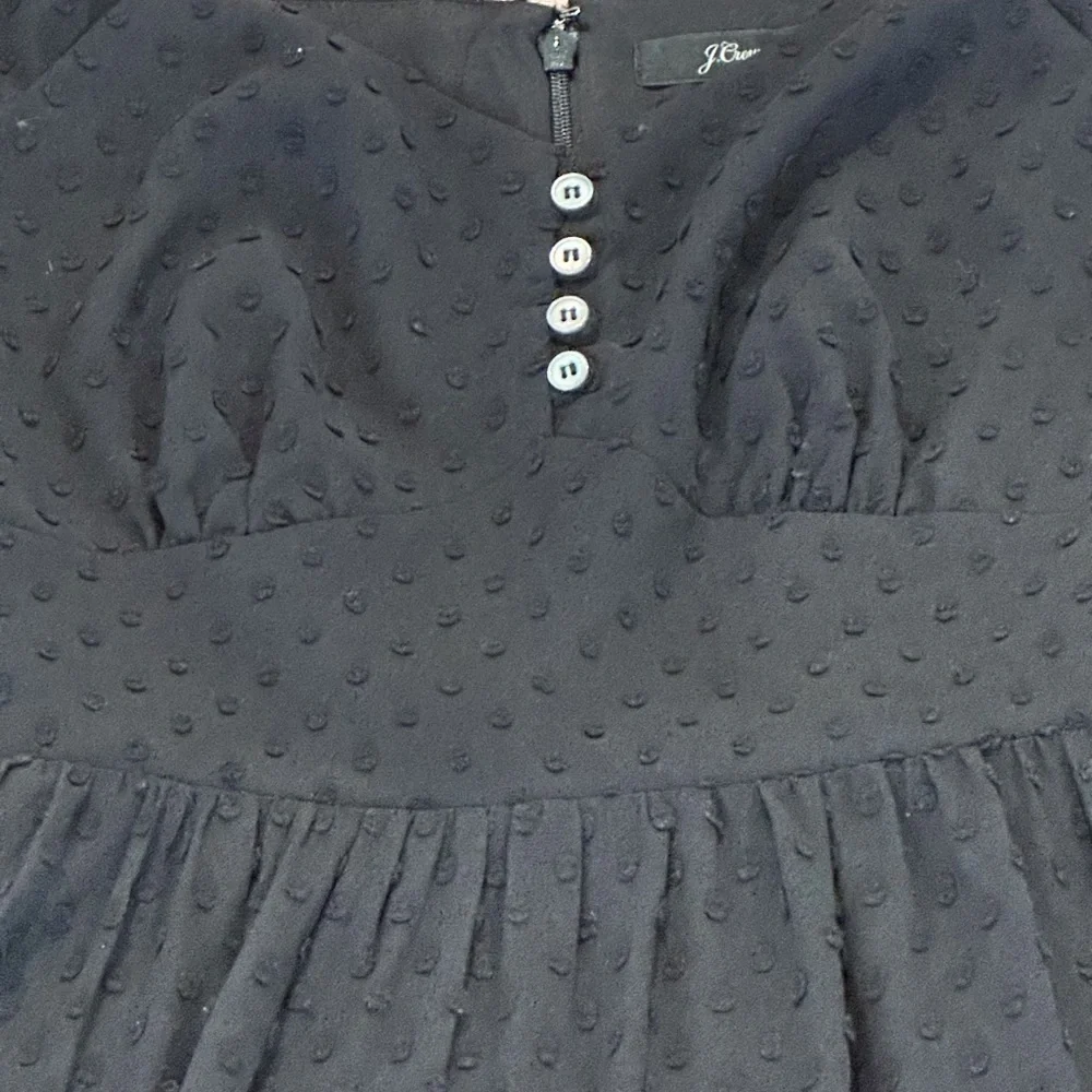 J. Crew Black Tiered Midi Dress in Swiss Black Dot Size 00